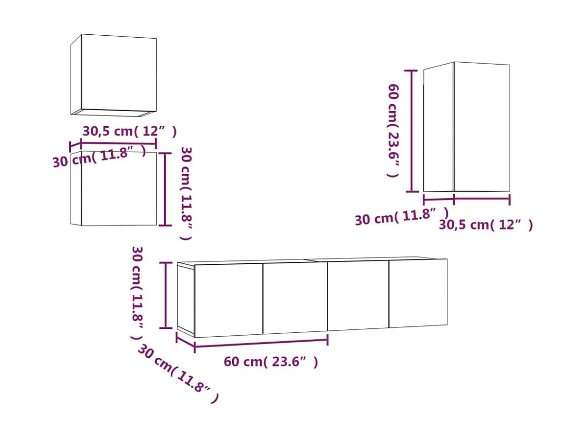 Wheat Ridge  Ensemble de meubles TV 5 pcs Sonoma gris Bois d'ingénierie