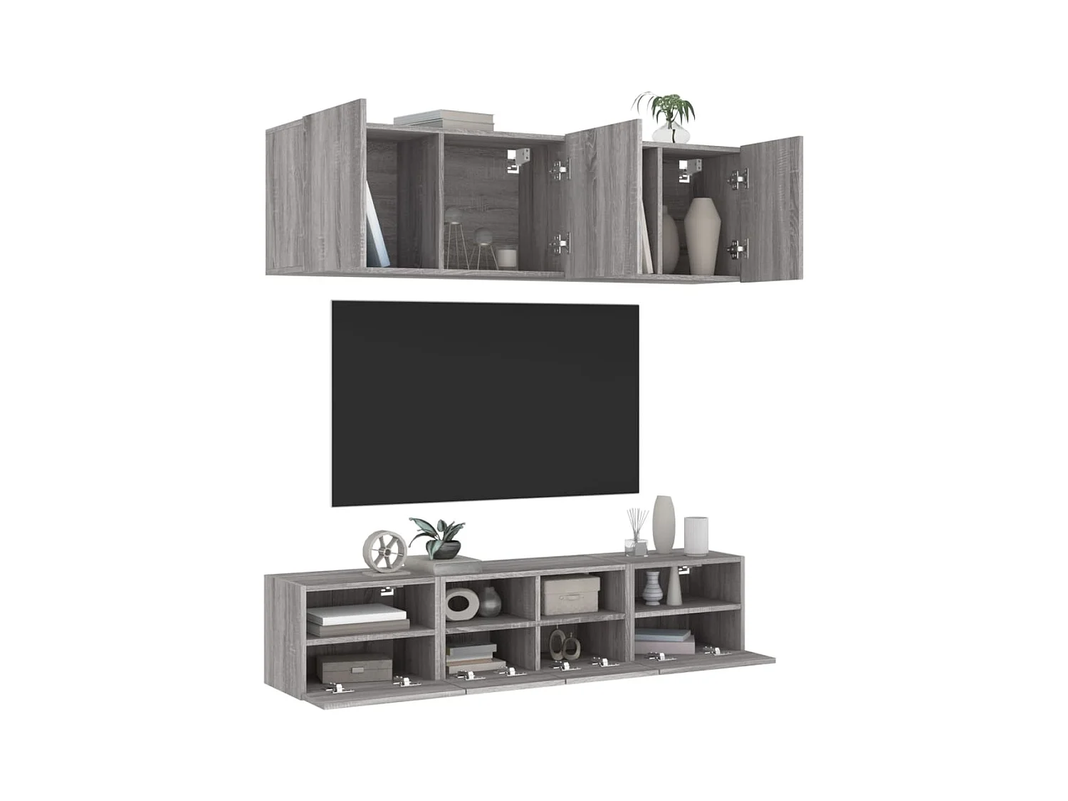 Vito Mauro  Unités murales TV 5 pcs sonoma gris bois d'ingénierie