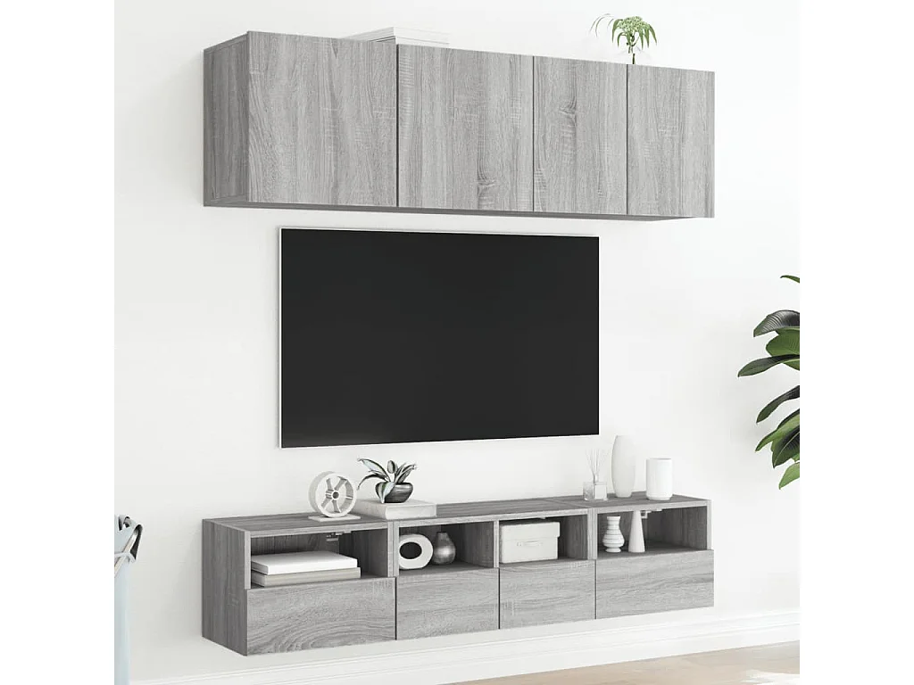 Vito Mauro  Muebles de TV de pared 5 pzas madera de ingeniería gris Sonoma