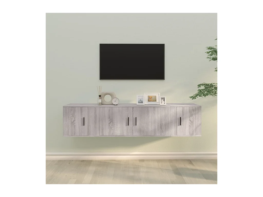 Wielsbeke  Ensemble de meubles TV 3 pcs Sonoma gris Bois d'ingénierie
