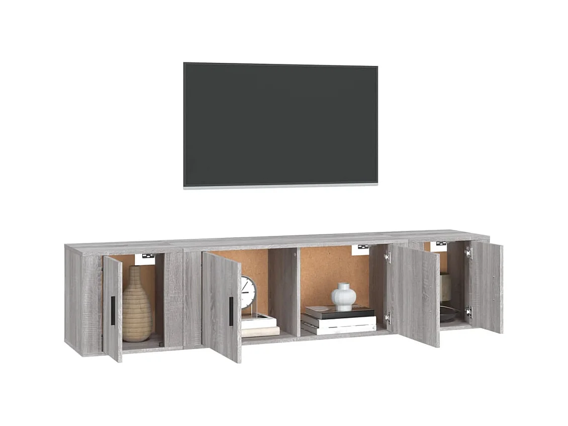 Wielsbeke  Ensemble de meubles TV 3 pcs Sonoma gris Bois d'ingénierie