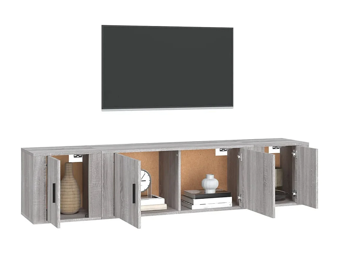 Wielsbeke  Ensemble de meubles TV 3 pcs Sonoma gris Bois d'ingénierie