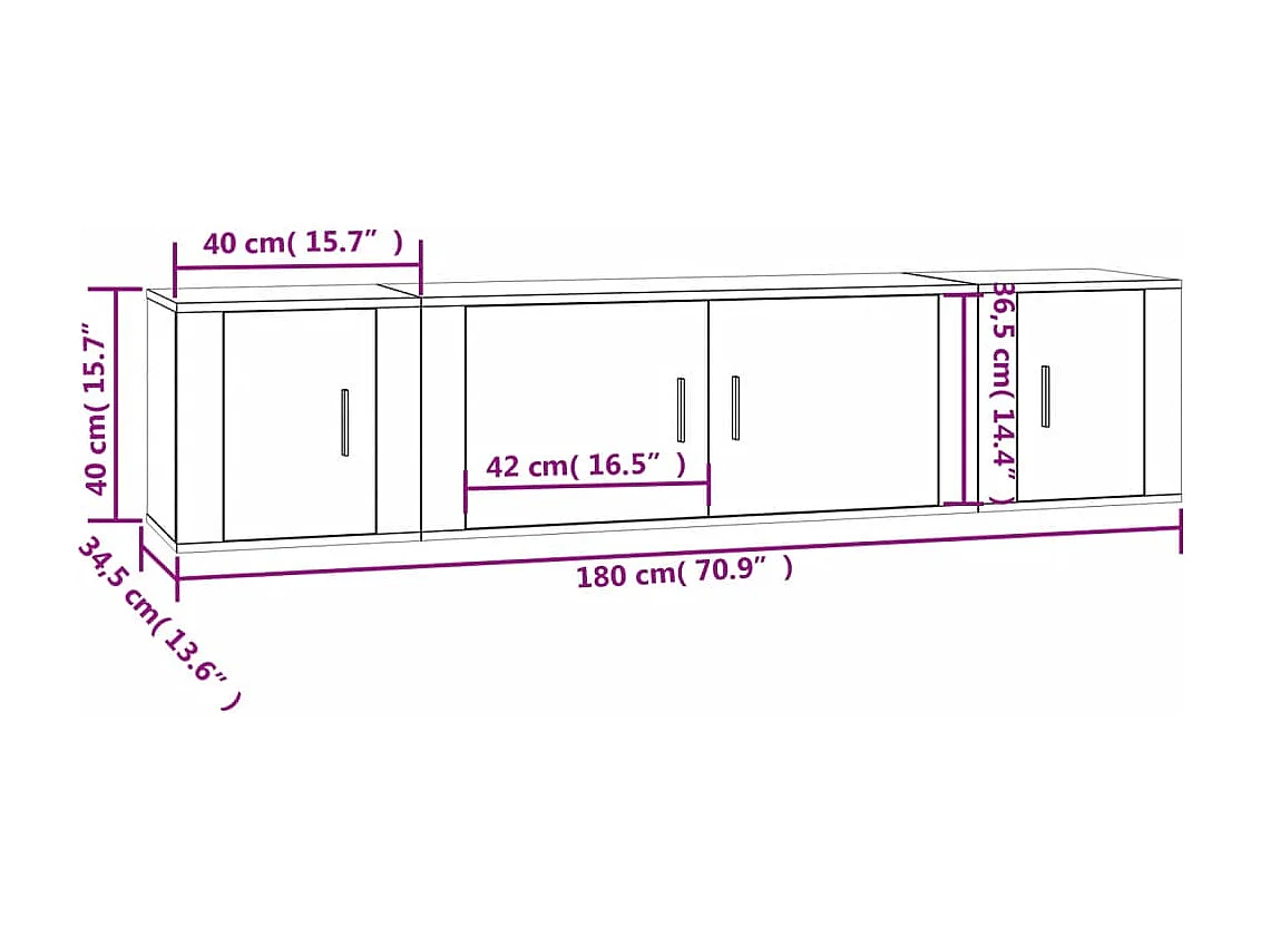 Wielsbeke  Ensemble de meubles TV 3 pcs Sonoma gris Bois d'ingénierie