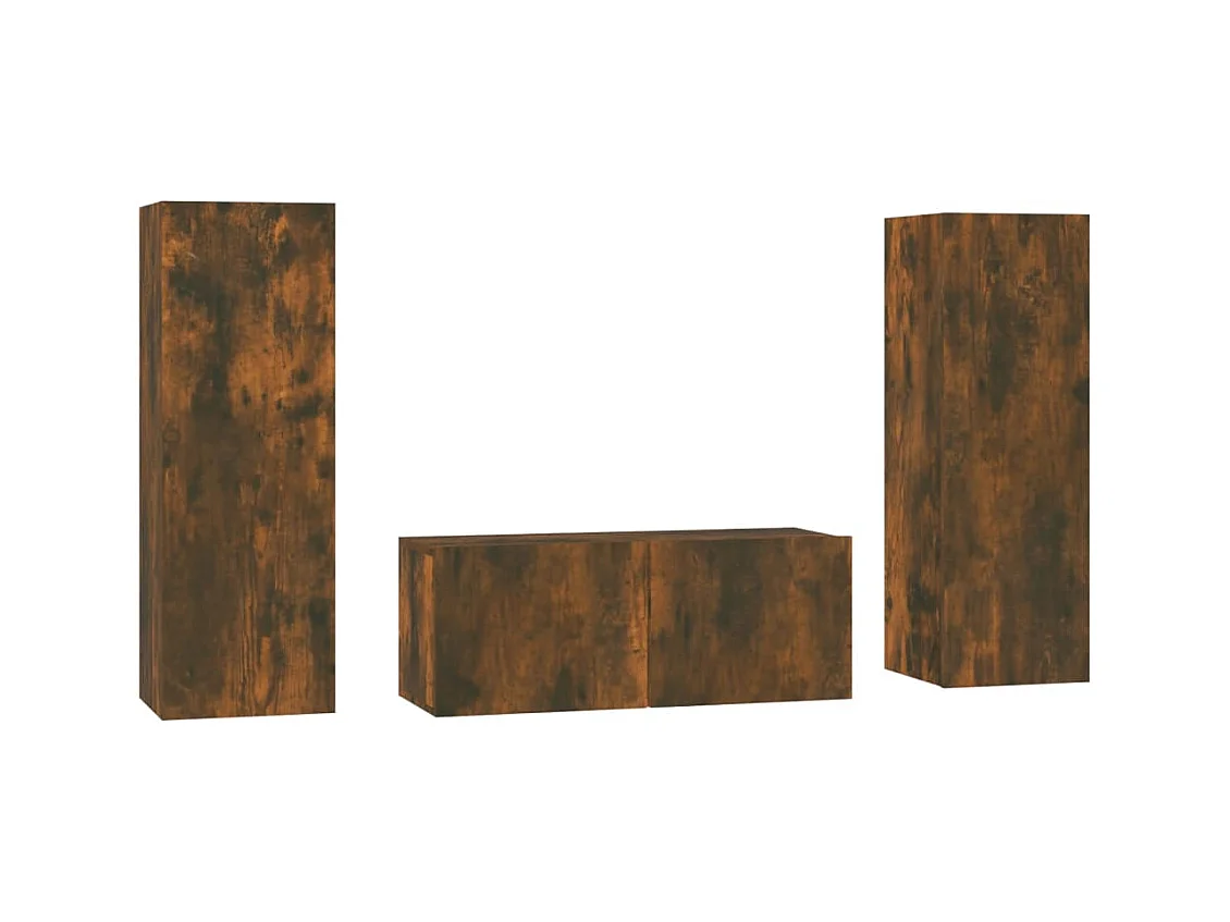 Deadwood  Ensemble de meubles TV 3 pcs Chêne fumé Bois d'ingénierie
