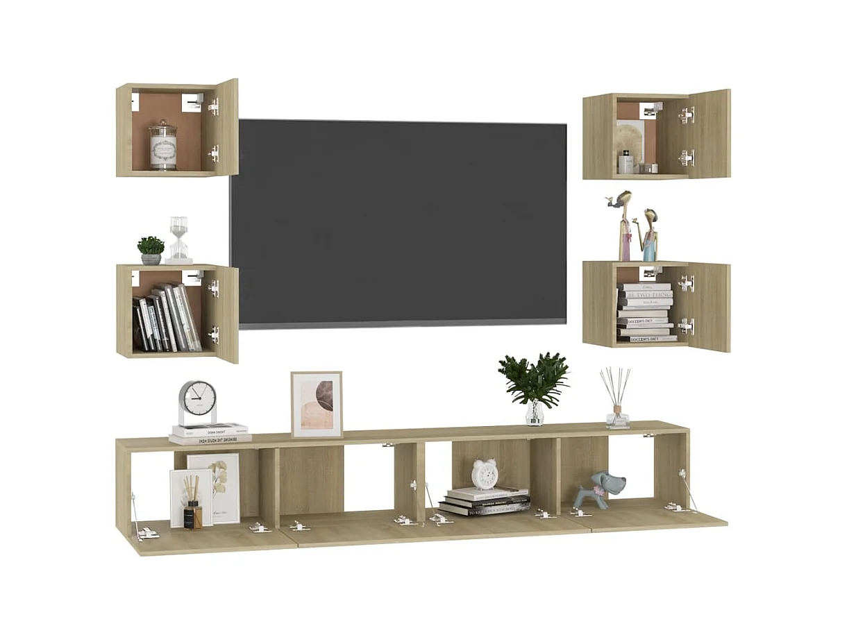 Iseline  Ensemble de meubles TV 6 pcs Chêne sonoma Bois d'ingénierie