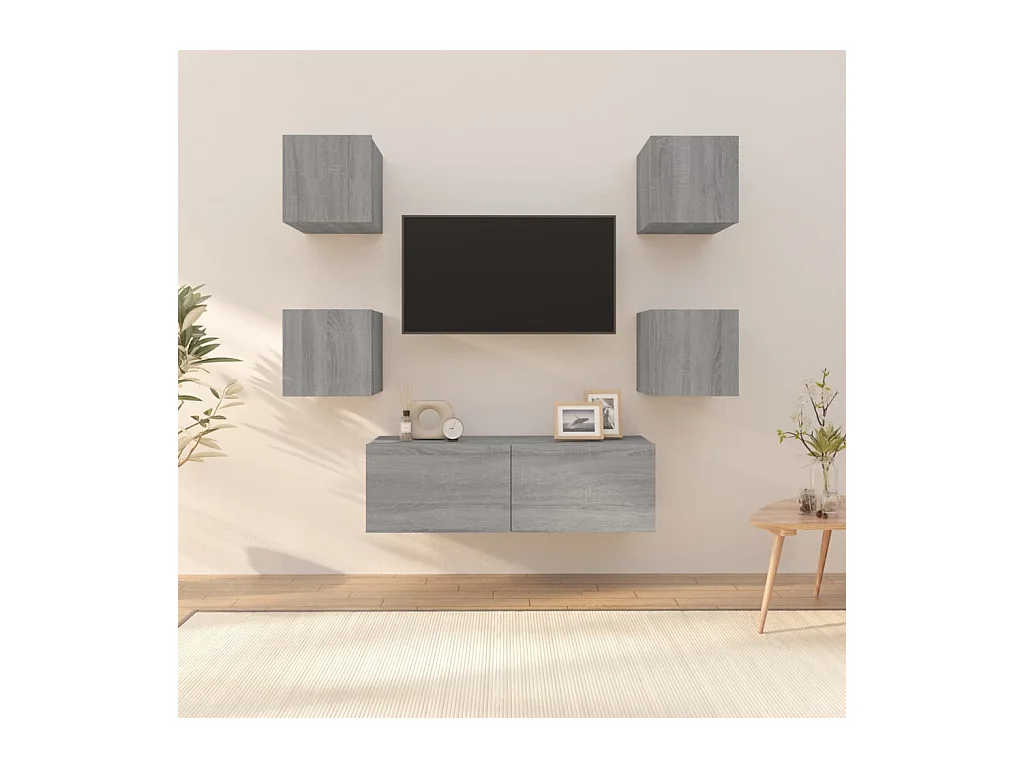 Zaira Fernanda  Ensemble de meubles TV muraux Sonoma gris Bois d'ingénierie