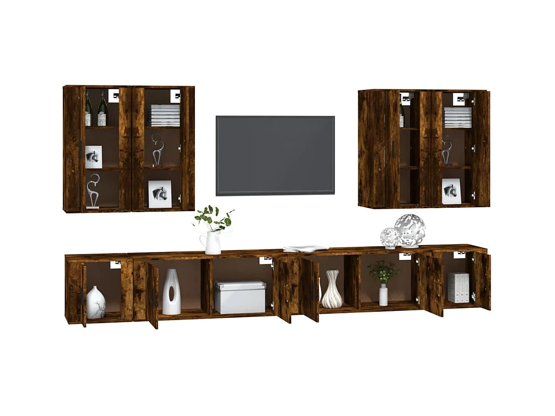 Clarion  Ensemble de meubles TV 8 pcs Chêne fumé Bois d'ingénierie