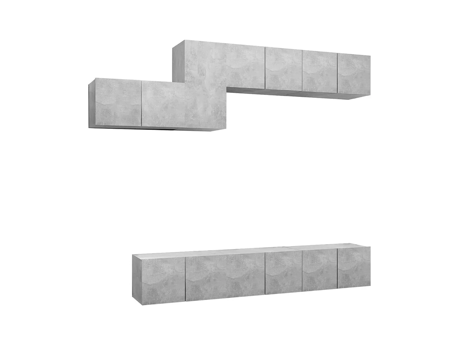 Claudia Isabel  Ensemble de meubles TV 7 pcs Gris béton Bois d'ingénierie