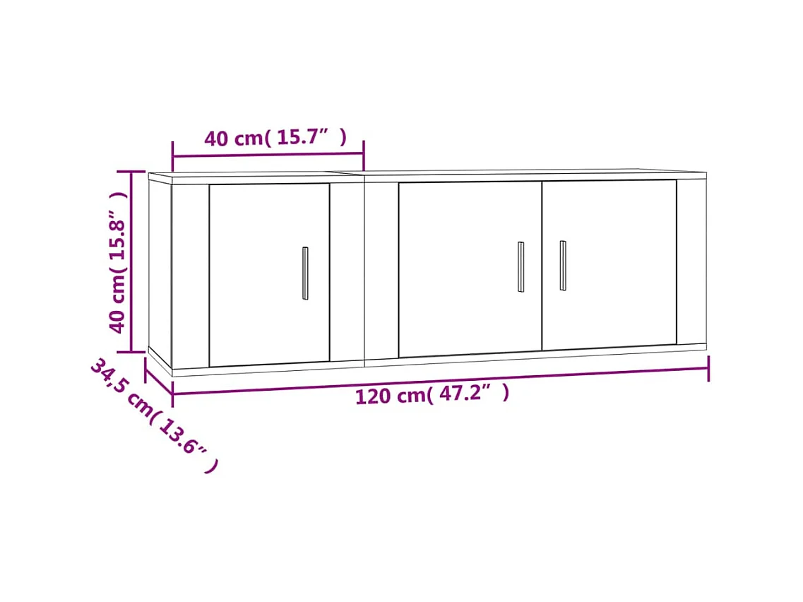 Marisa  Ensemble de meubles TV 2 pcs Blanc Bois d'ingénierie