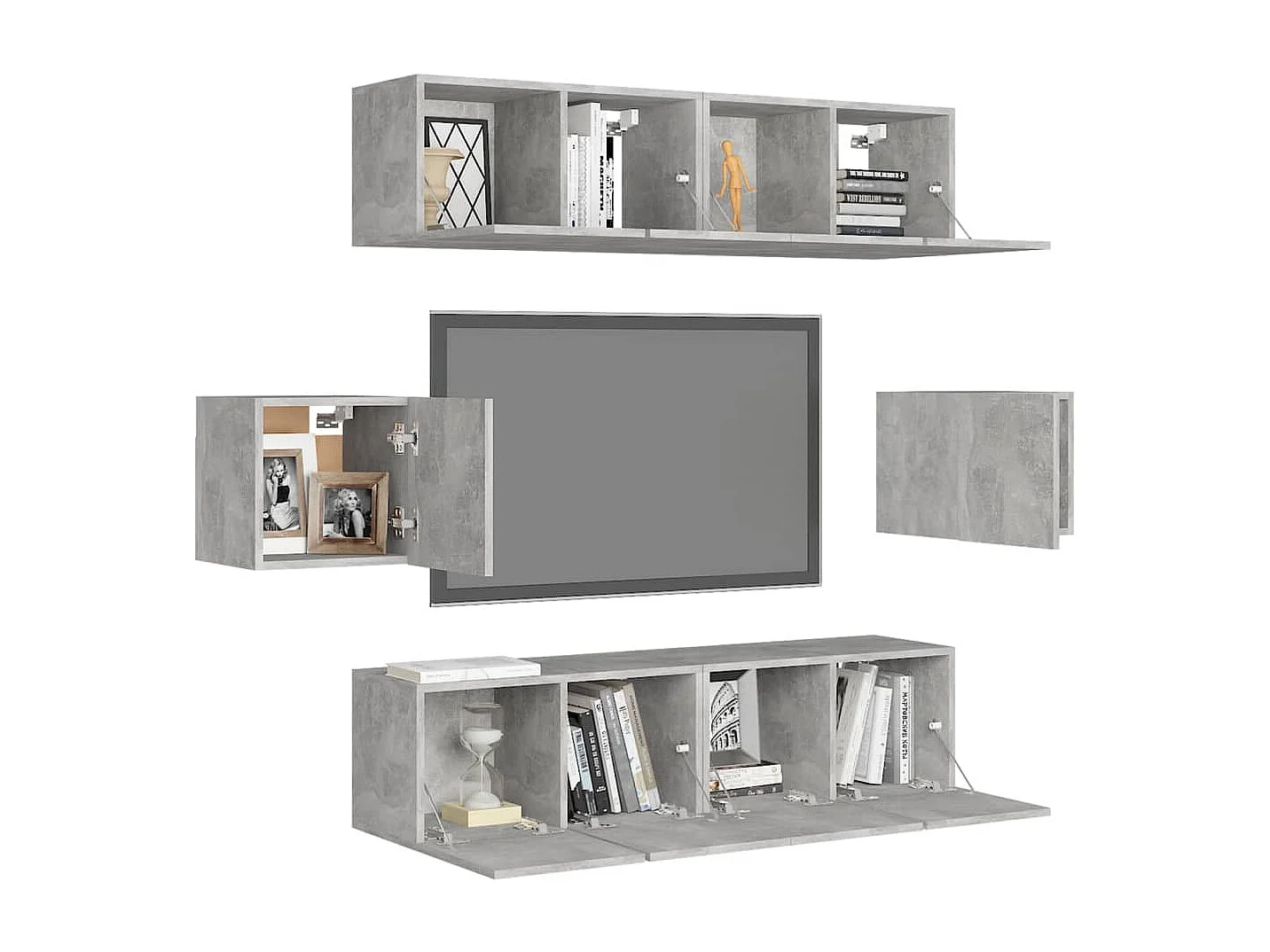 Ferenc  Ensemble de meubles TV 6 pcs Gris béton Bois d'ingénierie