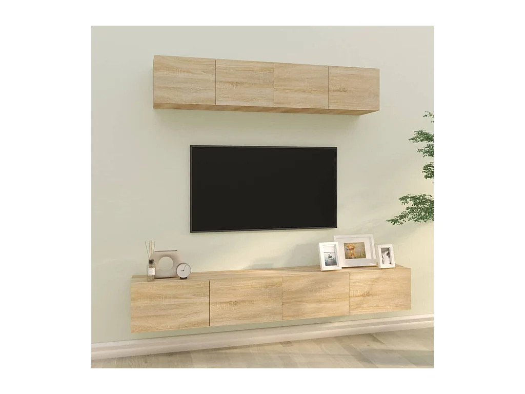 Isandro  4-delige Tv-meubelset bewerkt hout sonoma eikenkleurig