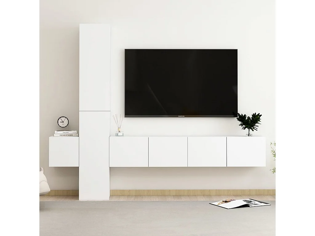 Daingean  Ensemble de meubles TV 5 pcs Blanc Bois d'ingénierie