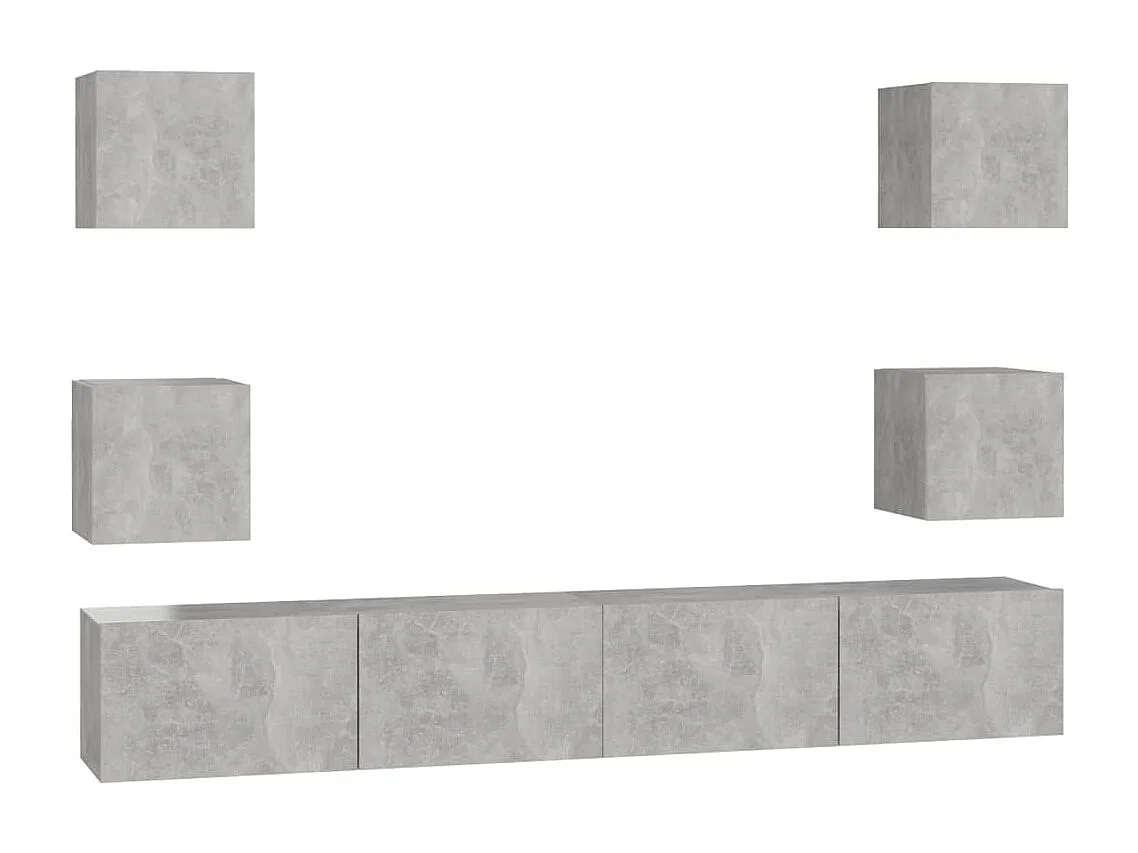 Iseline  6-delige Tv-meubelset bewerkt hout betongrijs