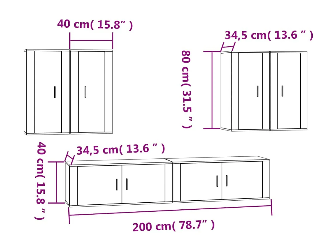 Fryldis  Ensemble de meubles TV 6 pcs Chêne fumé Bois d'ingénierie