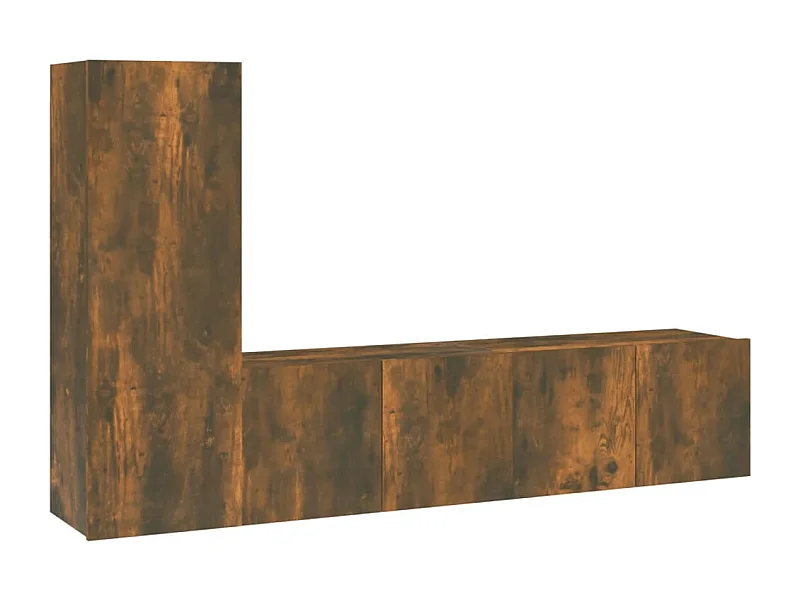 Zyanio  3-delige Tv-meubelset bewerkt hout gerookt eikenkleurig