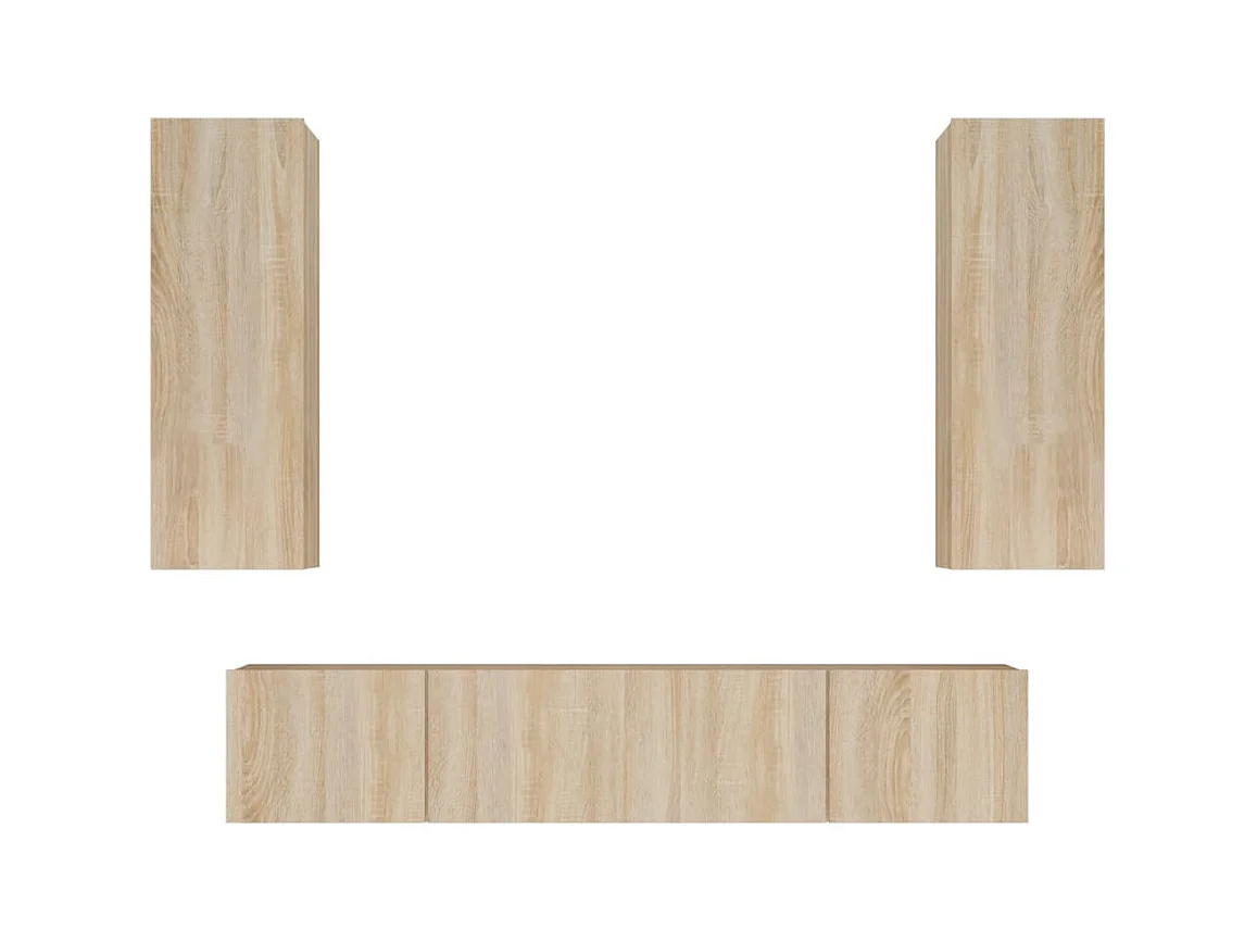 Cloverport  Set de muebles para TV 4 pzas madera contrachapada roble Sonoma