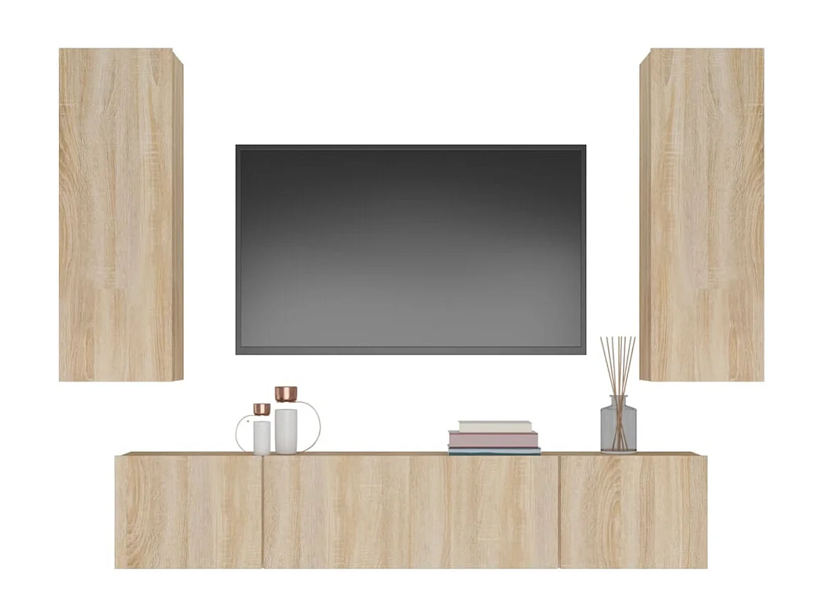 Cloverport  Ensemble de meubles TV 4 pcs Chêne sonoma Bois d'ingénierie