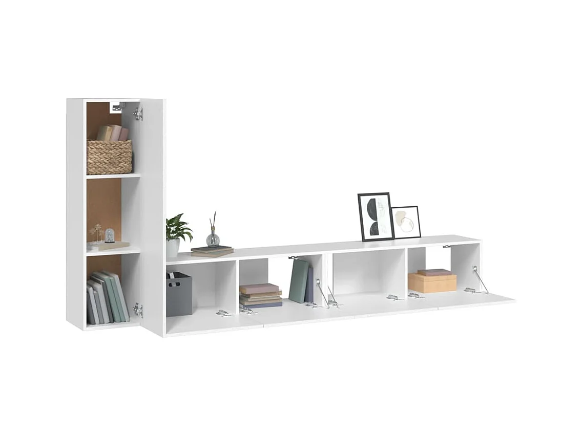 Tirza  Ensemble de meubles TV 3 pcs Blanc Bois d'ingénierie