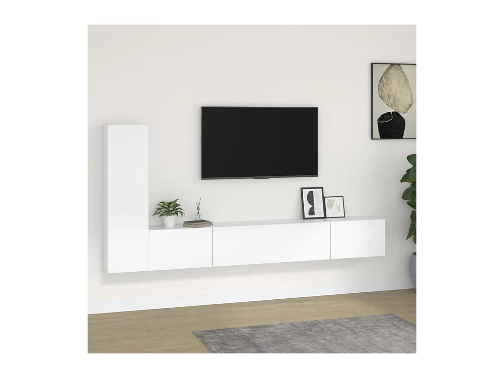 Tirza  3-delige Tv-meubelset bewerkt hout wit