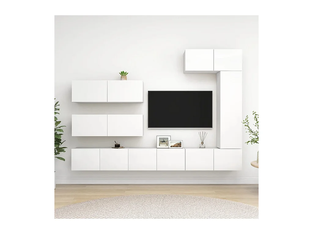 Lois  Ensemble de meubles TV 7 pcs Blanc Bois d'ingénierie