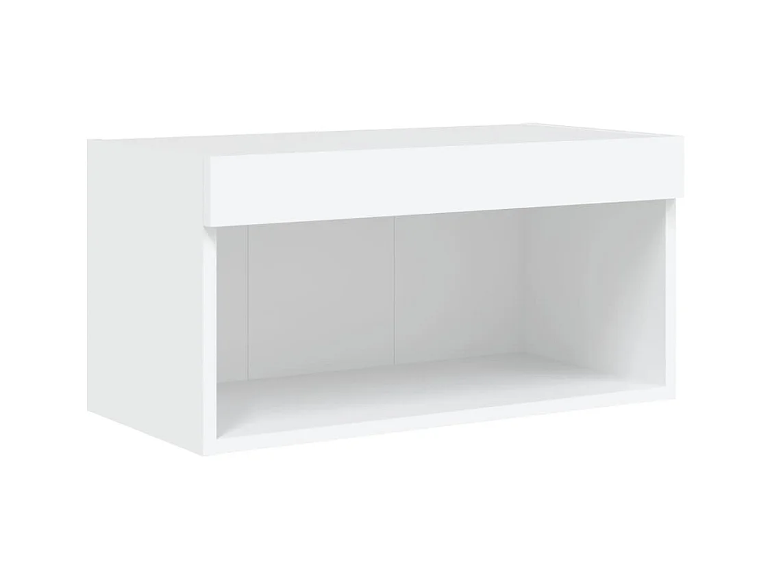 Ozelira  6-delige Tv-wandmeubelset met LED-verlichting bewerkt hout wit