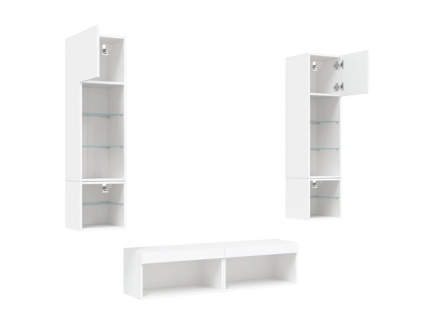 Ozelira  Unités murales TV avec LED 6 pcs blanc bois d'ingénierie