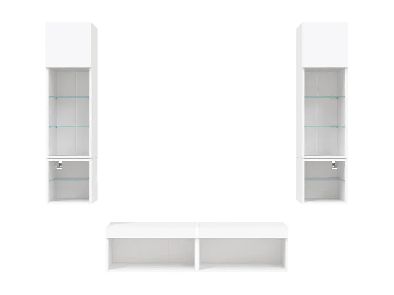 Ozelira  Unités murales TV avec LED 6 pcs blanc bois d'ingénierie