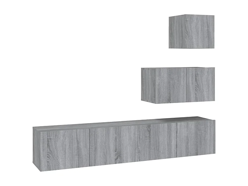 Jean-Louis  Set de muebles para TV 4 pzas madera contrachapada gris Sonoma