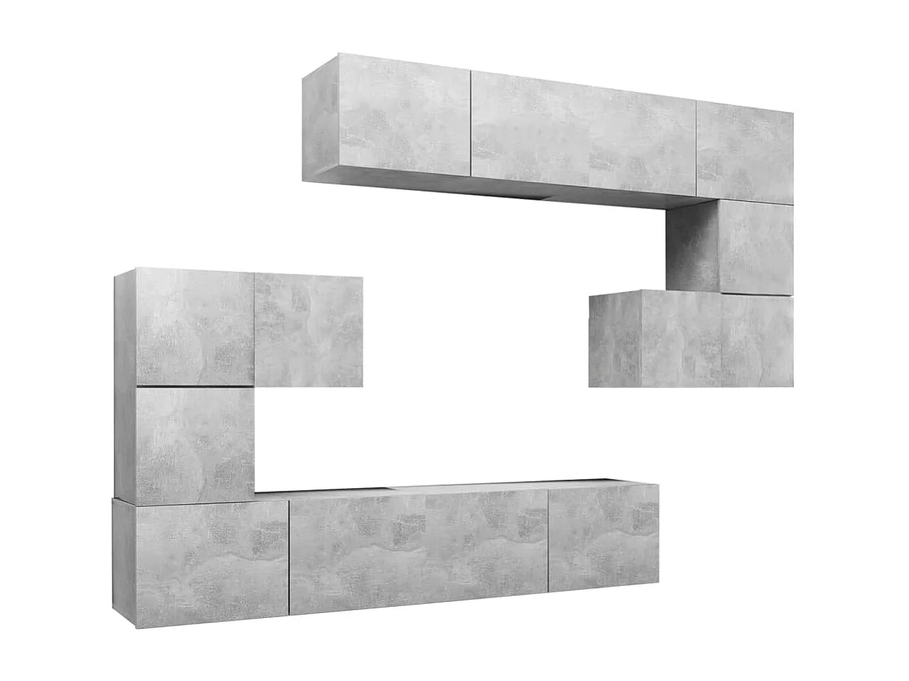 Hector  Ensemble de meubles TV 8 pcs Gris béton Bois d'ingénierie