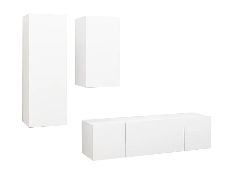 Maria  4-delige Tv-meubelset bewerkt hout wit