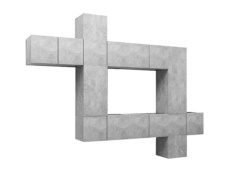 Bradbury  Ensemble de meubles TV 10 pcs Gris béton Bois d'ingénierie