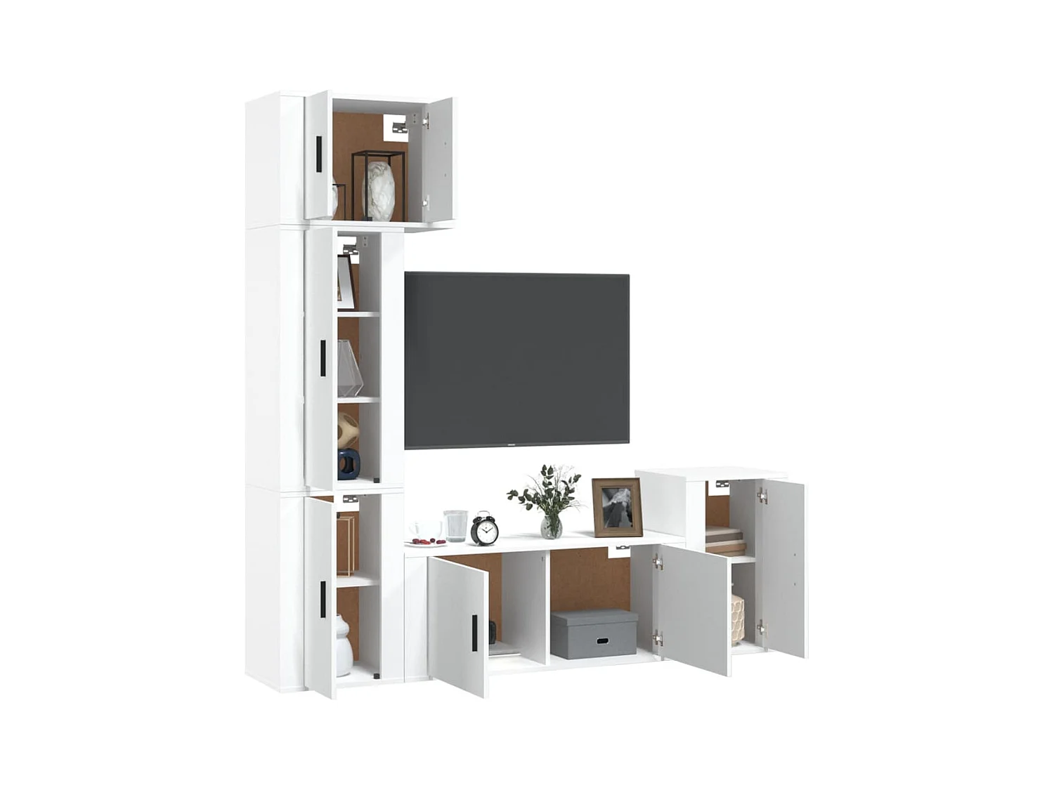 Tamira  Ensemble de meubles TV 5 pcs Blanc Bois d'ingénierie
