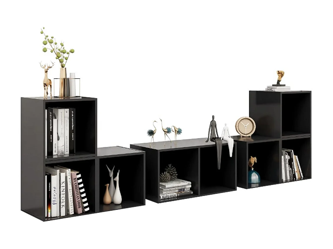 Padua  Muebles de salón 6 piezas madera de ingeniería gris brillo