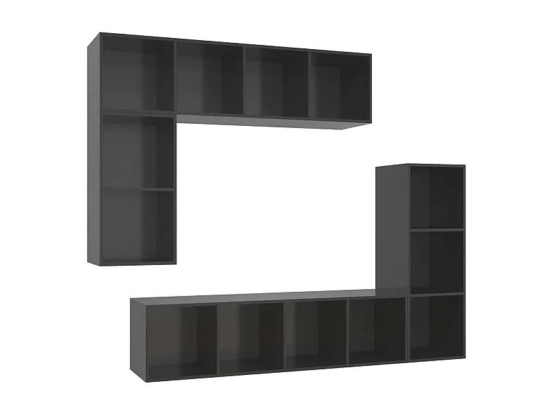 Hoosick Falls  Ensemble de meubles TV 4 pcs Gris brillant Bois d'ingénierie