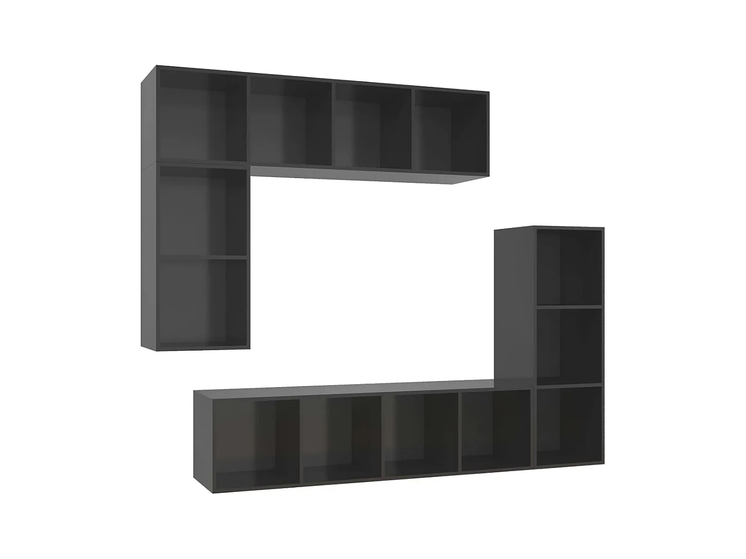 Hoosick Falls  Ensemble de meubles TV 4 pcs Gris brillant Bois d'ingénierie