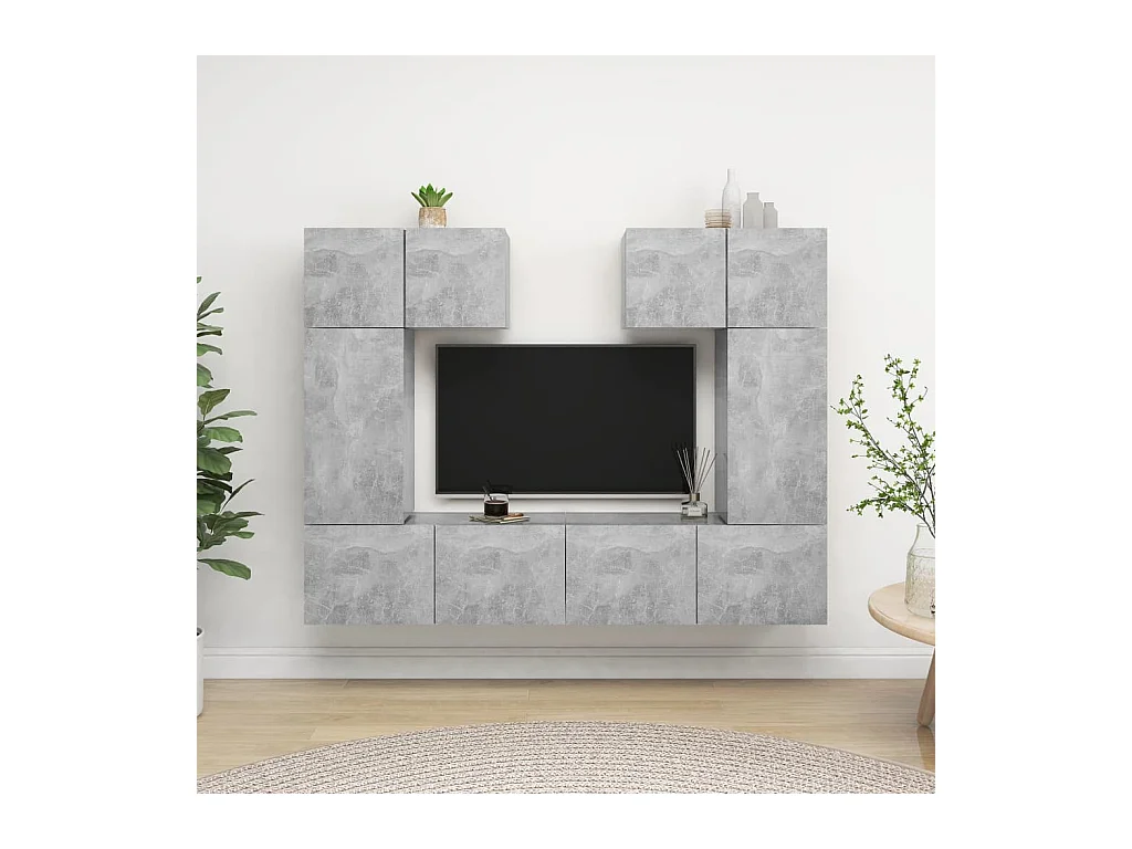 Viena  Ensemble de meuble TV 6 pcs Gris béton Bois d'ingénierie