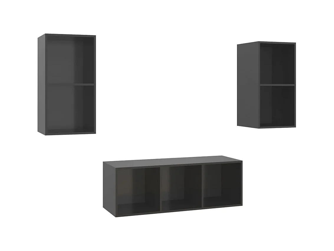 Sønder Felding  Ensemble de meubles TV 3 pcs Gris brillant Bois d'ingénierie