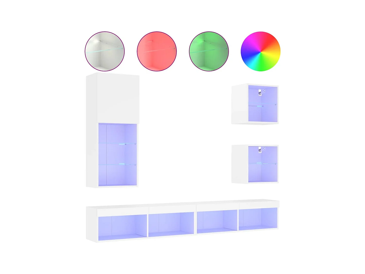 Brooklyn Center  Unités murales TV avec LED 5 pcs blanc bois d'ingénierie