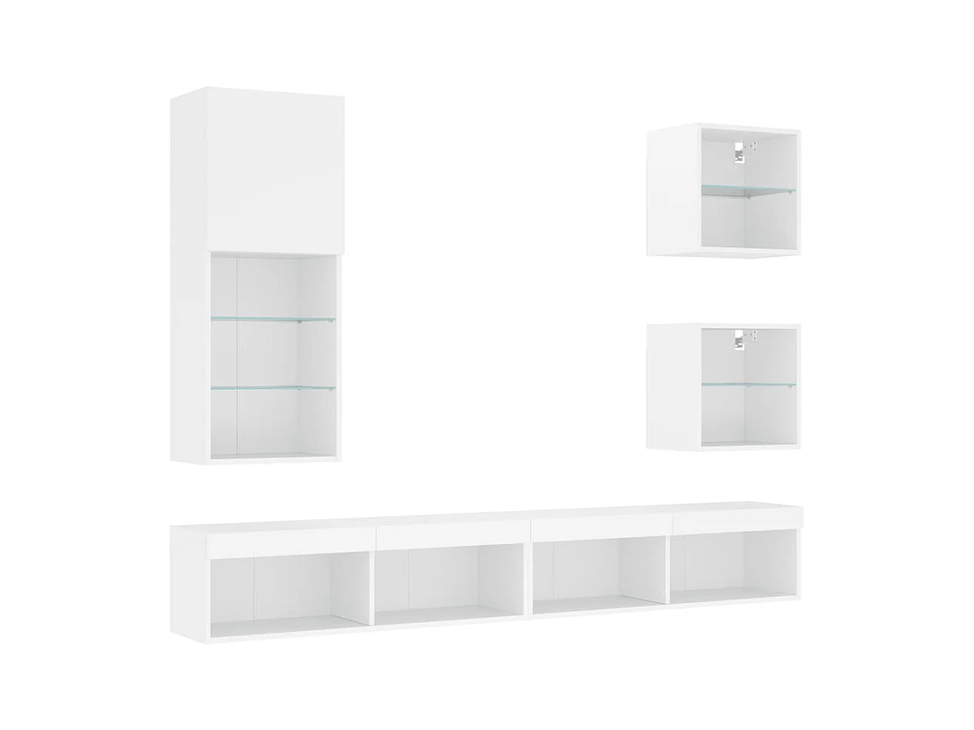 Brooklyn Center  Unités murales TV avec LED 5 pcs blanc bois d'ingénierie