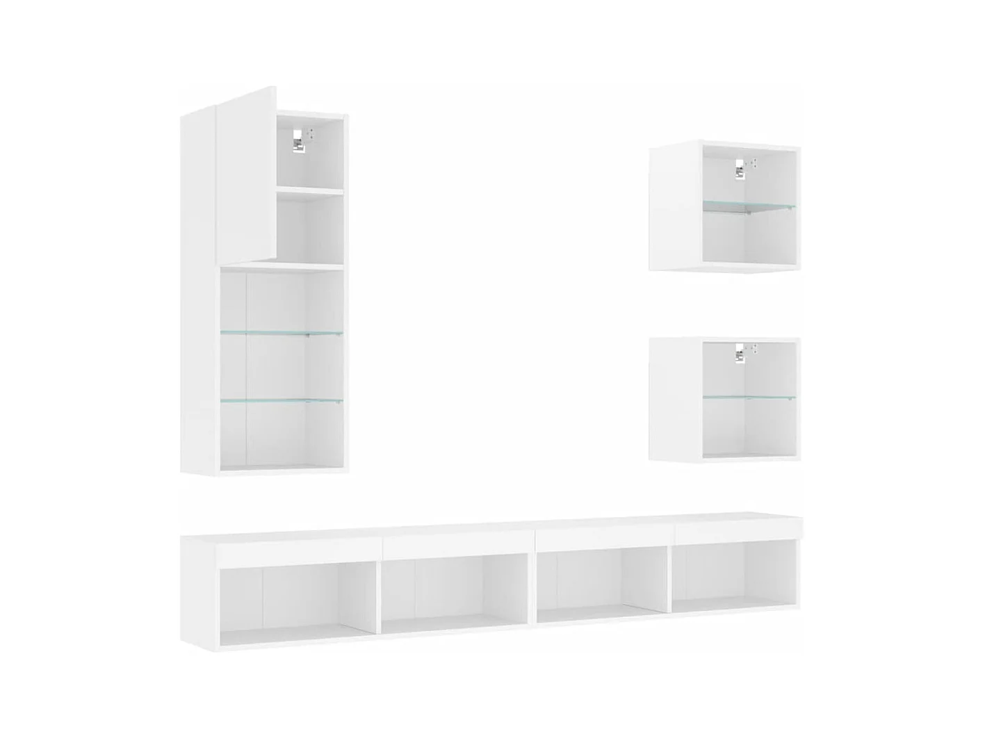 Brooklyn Center  Unités murales TV avec LED 5 pcs blanc bois d'ingénierie