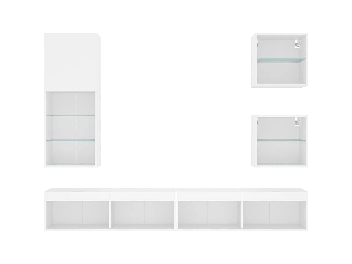 Brooklyn Center  Unités murales TV avec LED 5 pcs blanc bois d'ingénierie