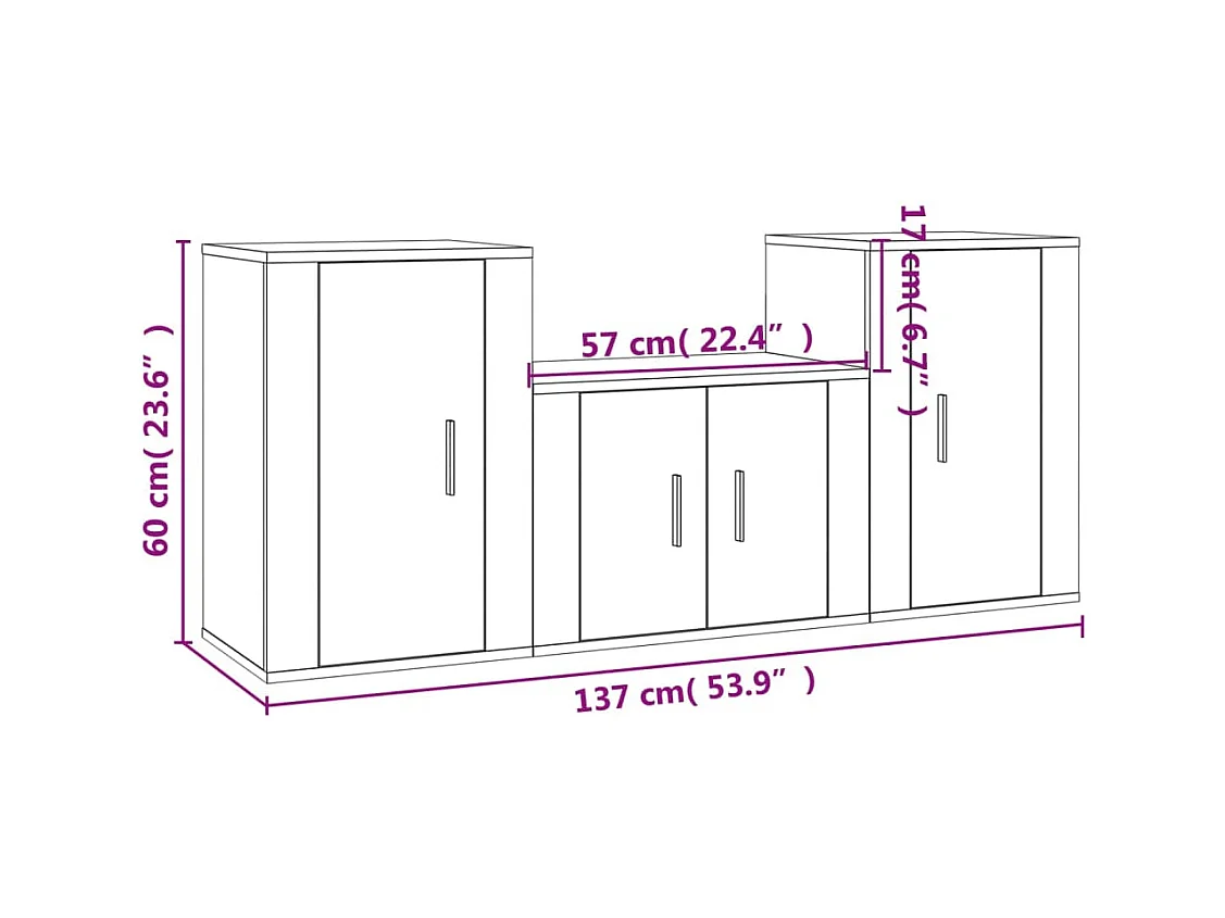 Joep  Ensemble de meubles TV 3 pcs Sonoma gris Bois d'ingénierie