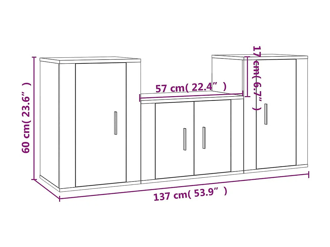 Joep  Ensemble de meubles TV 3 pcs Sonoma gris Bois d'ingénierie
