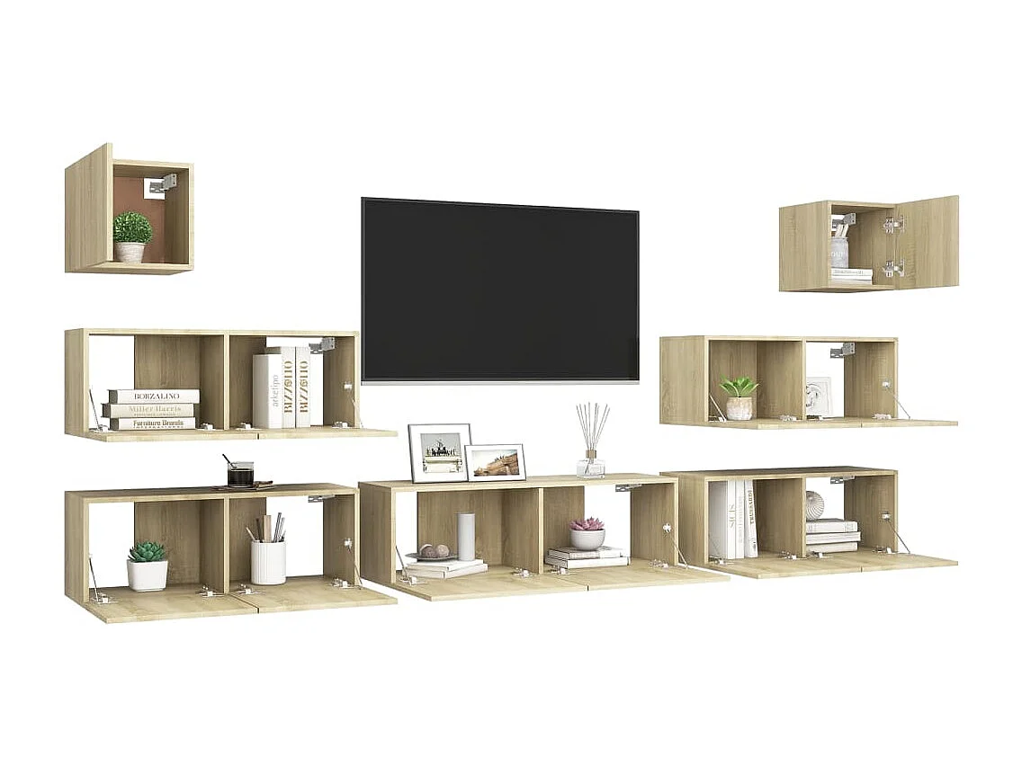 Vinton  Juego de muebles de salón 7 piezas roble Sonoma
