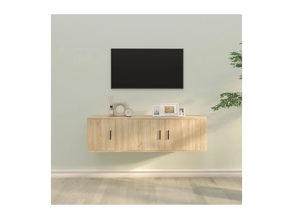 Pallir  Set de muebles para TV 2 pzas madera contrachapada roble sonoma