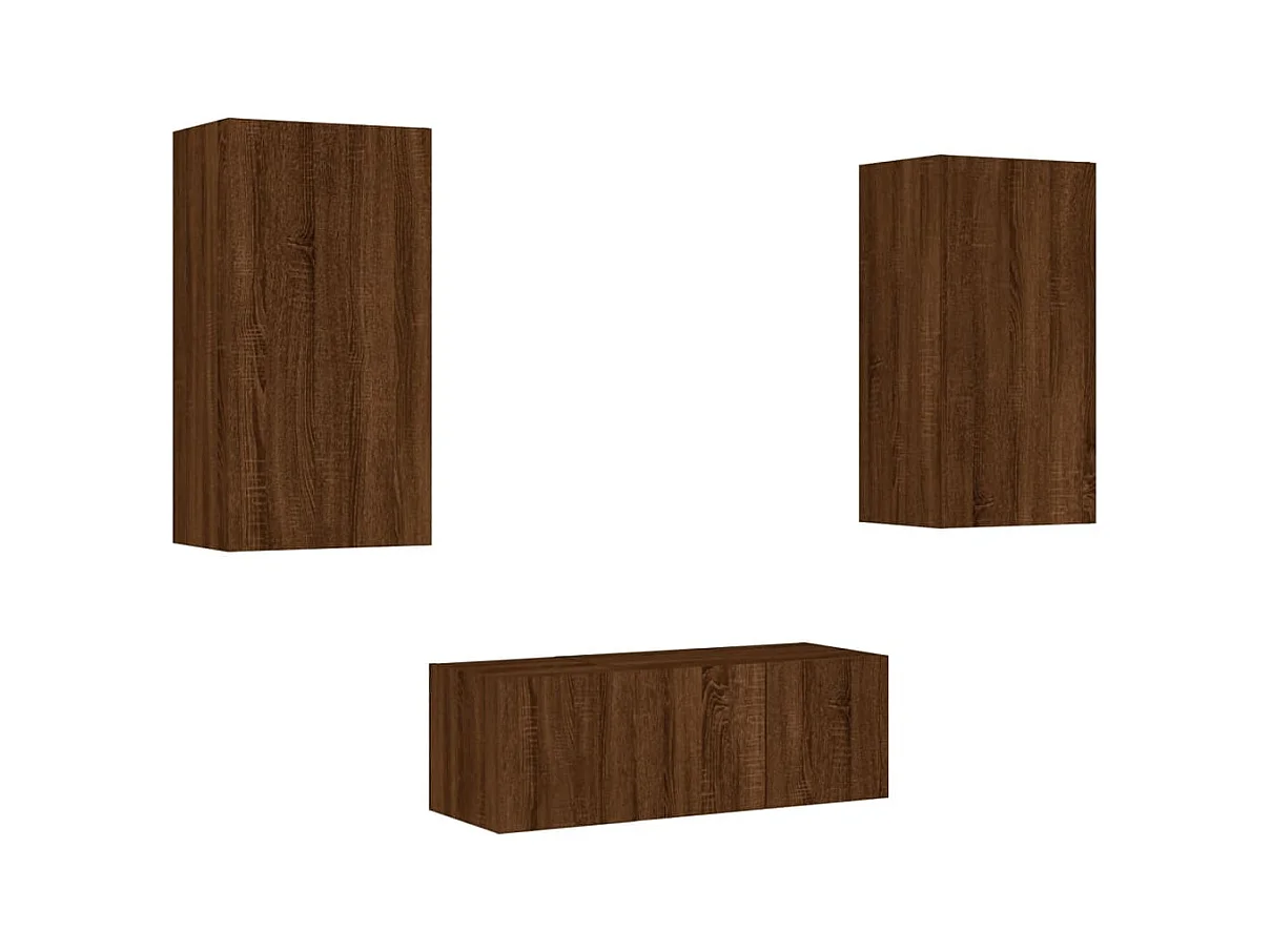 Bjerringbro  Unités murales TV avec LED 4 pcs chêne marron bois d'ingénierie