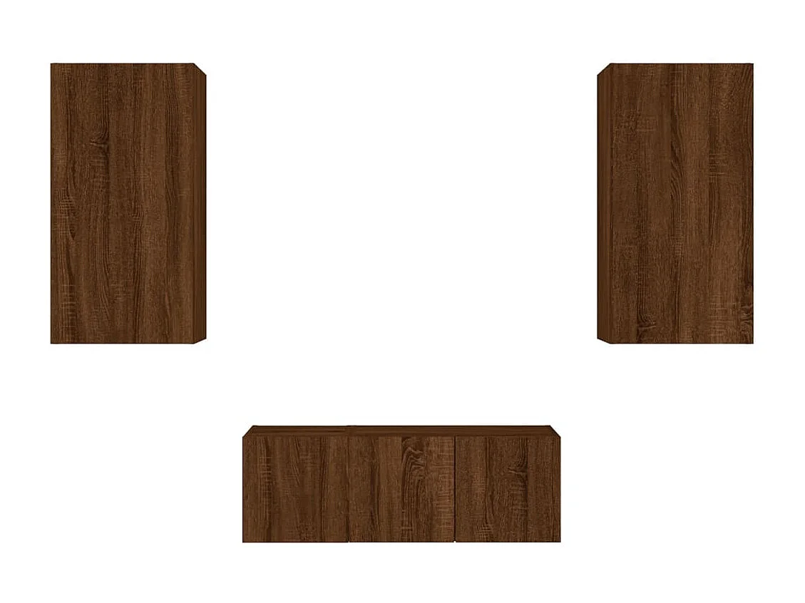 Bjerringbro  Unités murales TV avec LED 4 pcs chêne marron bois d'ingénierie