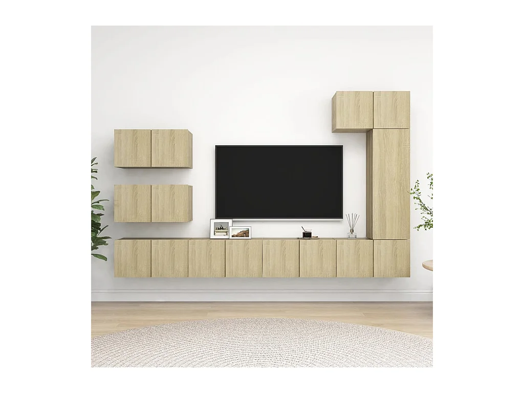 Lois  Set de muebles salón TV 8 pzas madera ingeniería roble Sonoma