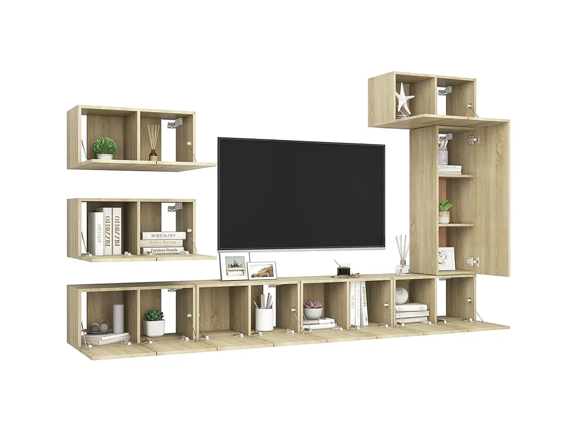 Lois  Set de muebles salón TV 8 pzas madera ingeniería roble Sonoma