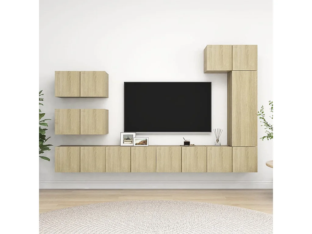 Lois  Set de muebles salón TV 8 pzas madera ingeniería roble Sonoma